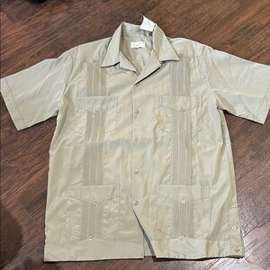 Men's Light Green Short Sleeve guayabera